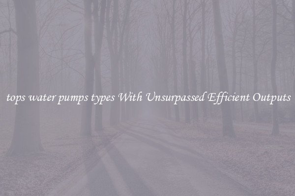 tops water pumps types With Unsurpassed Efficient Outputs